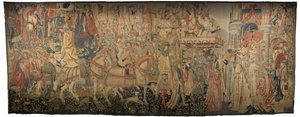 Wandteppich, der die Eroberungen von König Alfons V. von Portugal zeigt, Tournai. Detail. von Flemish School