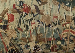 Wandteppich, der die Eroberungen von König Alfons V. von Portugal zeigt, Tournai. Detail.