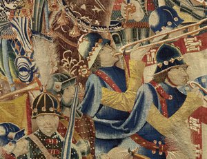 Wandteppich, der die Eroberungen von König Alfons V. von Portugal zeigt, Tournai. Detail. von Flemish School
