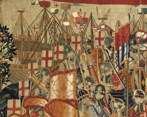 Wandteppich, der die Eroberungen von König Alfons V. von Portugal zeigt, Tournai. Detail. von Flemish School