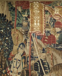 Wandteppich zeigt die Eroberungen von König Alfons V. von Portugal (Conquistas de Alfonso V de Portugal), Tournai. Detail von Flemish School