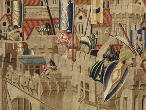 Wandteppich, der die Eroberungen von König Alfons V. von Portugal zeigt, Tournai (Detail)