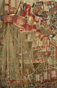 Wandteppich, der die Eroberungen von König Alfons V. von Portugal zeigt (Conquistas de Alfonso V de Portugal), Tournai. (Detail) von Flemish School