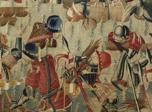 Wandteppich, der die Eroberungen von König Alfons V. von Portugal zeigt (Conquistas de Alfonso V de Portugal), Tournai. (Detail)