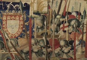 Wandteppich, der die Eroberungen von König Alfons V. von Portugal zeigt (Conquistas de Alfonso V de Portugal), Tournai. (Detail) von Flemish School