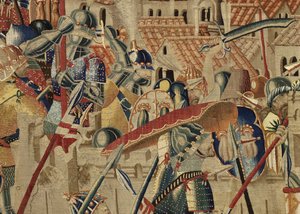 Wandteppich, der die Eroberungen von König Alfons V. von Portugal zeigt (Conquistas de Alfonso V de Portugal), Tournai. (Detail)