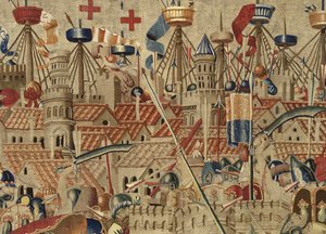 Wandteppich, der die Eroberungen von König Alfons V. von Portugal zeigt (Conquistas de Alfonso V de Portugal), Tournai. (Detail)