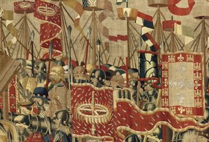 Wandteppich mit den Eroberungen von König Alfons V. von Portugal, Tournai. (Detail) von Flemish School