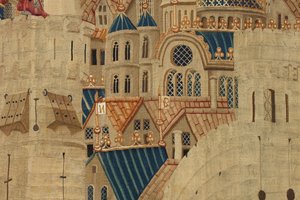 Wandteppich, der die Eroberungen von König Alfons V. von Portugal zeigt (Detail)