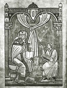 Die Ekstase des Hl. Gregor (ca. 540-604), durch den Diakon Peter durch einen Vorhang erblickt, der von seinem Stilett durchbohrt wurde