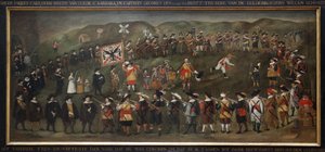 Die Mitglieder der Marmelade von Saint Barbe von Dunkerque im Jahr 1633. Anonymes flämisches Gemälde, Öl auf Leinwand.