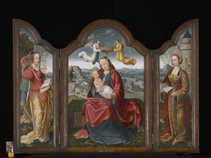 Triptychon mit der Jungfrau und dem Kind, St. Barbara und St. Katharina