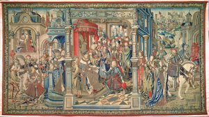 Uria der Hetiter wird in den Tod geschickt, Wandteppich von David und Bathseba, ca. 1510-15 von Flemish School