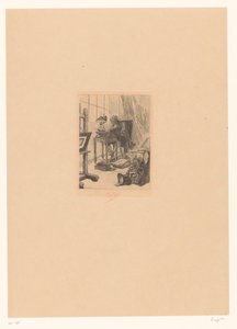 Alter Mann liest in einem Studierzimmer von Félicien Rops (signed by artist)