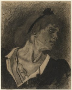 Büste einer Frau mit Lorgnon an einer Schnur um den Hals von Félicien Rops