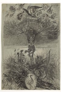 Definitive Zeichnung für das Frontispiz Les Épaves von Charles Baudelaire von Félicien Rops