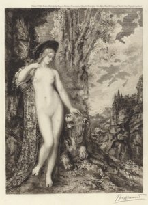 Der verliebte Löwe von Félix Bracquemond, after Gustave Moreau