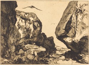 Schlucht in den Felsen (Gorge dans les rochers) von Félix Bracquemond after Jules Laurens