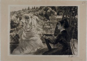 Die Terrasse der Villa Brancas von Félix Henri Bracquemond