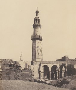 Djirdjeh, Moschee in Ruinen am Ufer des Nils, 1851-52, gedruckt 1853-54 von Félix Teynard