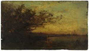 Wasser, Sonnenuntergang. Auf der Rückseite: Zwei Studien, zwischen 1850 und 1860