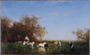 Wilde Pferde in der Camargue, zwischen 1890 und 1895 von Félix Ziem
