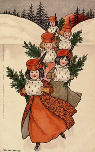 Fünf kleine Mädchen mit Muffen