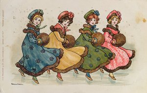 Vier junge Mädchen mit Muffen