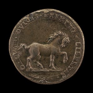 Pferd, das die Erde scharrt, ca. 1545 (gegossenes unedles Silber) (Rückseite von 6240388) von Florentine School