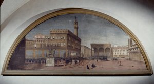 Lunette mit Blick auf die Piazza della Signoria, Florenz