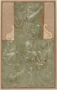 Studien von kniendem Heiligen Franziskus und anderen Figuren von Florentine School