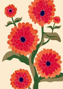 Lebendige rote Blüten von Flow Line