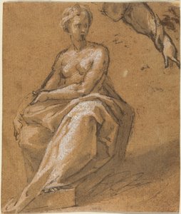 Sitzender Akt mit Draperie von Follower of Bartholomaeus Spranger