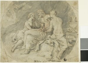 Lot und seine Töchter von Follower of Charles Le Brun