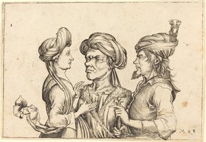 Drei orientalische Figuren von Follower of Martin Schongauer