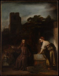 Christus mit der Frau von Samaria von Follower of Rembrandt