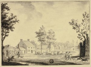 Jäger und Viehherde vor Landgut von Follower of Samuel Hieronymus Grimm