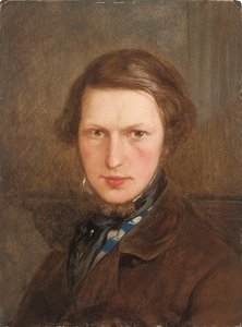 Selbstporträt in einem braunen Mantel, ca. 1844 von Ford Madox Brown