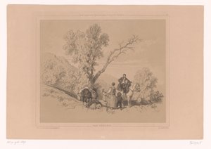 Rastende Familie auf Reise in einer Berglandschaft von Fortuné Ferogio