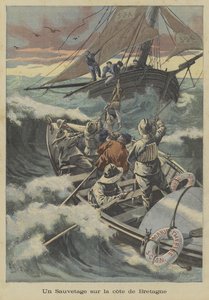 Rettung eines Rettungsbootes vor der Küste der Bretagne von Fortune Louis Meaulle