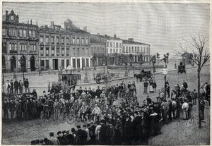 Abfahrt des Bordeaux-Paris-Radrennens 1891 - Gravur von Meaulle 1891 von Fortune Louis Meaulle