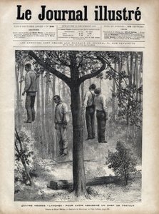 Vier schwarze Lynchmänner, zu Tode geprügelt und gehängt wegen Mordes an einem Bauleiter in Florida von Fortune Louis Meaulle