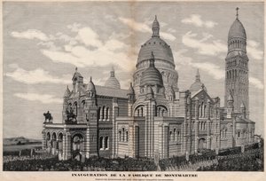 Einweihung der Basilika Sacré-Cœur in Montmartre im Jahr 1891 (Erscheinung des Denkmals nach vollständiger Fertigstellung) - Gravur von Meaulle im Jahr 1891 von Fortune Louis Meaulle