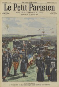 Präsident Loubet von Frankreich inspiziert Truppen bei den großen Manövern der französischen Armee in Amilly