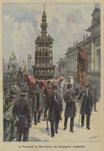 Prozession des Meisterwerks der Zimmermannsgesellschaft von Fortune Louis Meaulle
