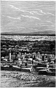 Syrien: Damaskus um 1900 - Muslimischer Friedhof - Gravur von Meyer und Meaulle aus dem Buch „A l