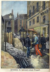 Die Dreyfus-Affäre „Verhaftung von Oberstleutnant Picquart (1854-1914) in „Le Petit Journal“, Januar 1898 (Gravur)