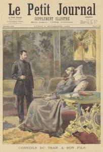 Der sterbende Zar Alexander III. von Russland gibt seinem Sohn Ratschläge von Fortune Louis Meaulle