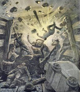 Eine Gasexplosion, Illustration aus der illustrierten Beilage von Le Petit Journal, 2. April 1892