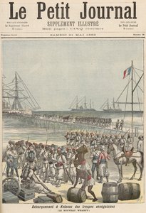 Landung der senegalesischen Truppen am neuen Kai in Cotonou, aus 